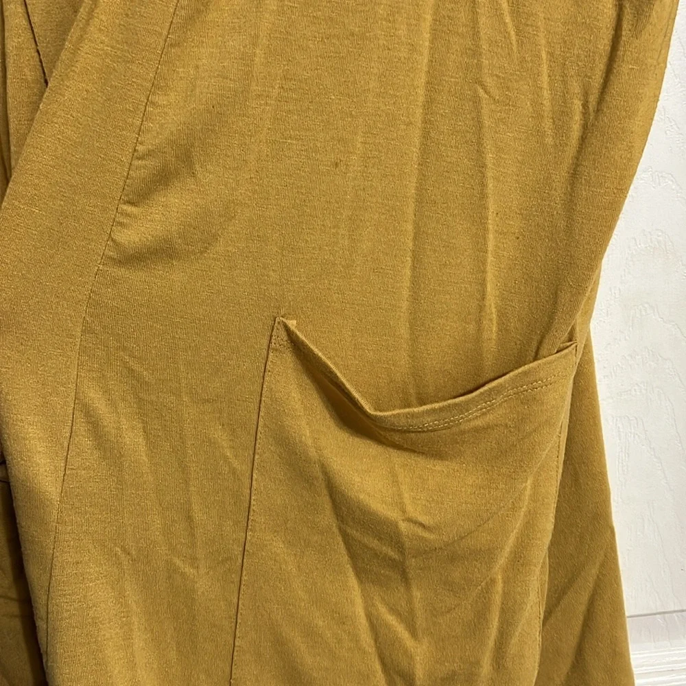 Zenana Premium Lt Mustard Open Cardigan with Lace Detail Sleeve Size 1X - Picture 7 of 7